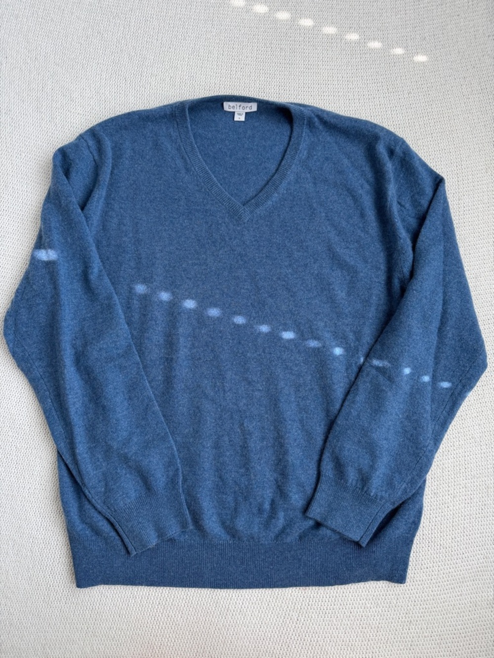 Belford 100% Cashmere V Neck Sweater Blue Size Large